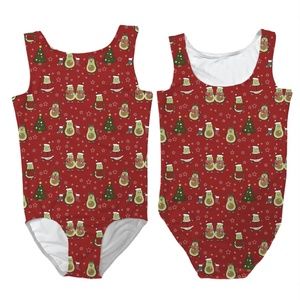 Mt. Logan Holiday Avocado Print Stretchy Low Back Christmas Print Girls Leotard